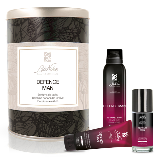 DEFENCE MAN KIT NATALE 2021 SAFE SHAVE SCHIUMA BARBA ANTI-IRRITAZIONI 200 ML + SAFE BALM BALSAMO DOPOBARBA LENITIVO 75 ML + DRY TOUCH DEODORANTE ROLL-ON 50 ML - Luckyfarma.it