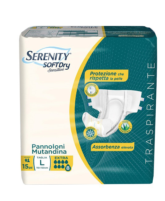 PANNOLONE MUTANDINA SERENITY SD SENSITIVE EXTRA L 15 PEZZI - Luckyfarma.it