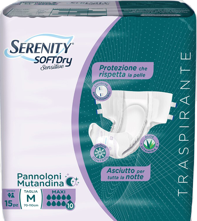PANNOLONE MUTANDINA SERENITY SD SENSITIVE MAXI M 15 PEZZI - Luckyfarma.it