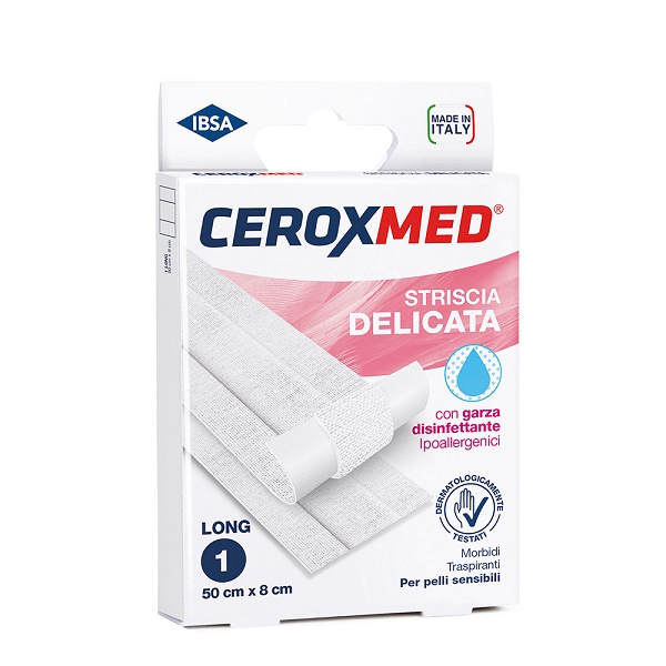 STRISCIA DELICATA CEROXMED CON GARZA DISINFETTANTE IPOALLERGENICA PER PELLI SENSIBILI 50X8CM 1 PEZZO - Luckyfarma.it