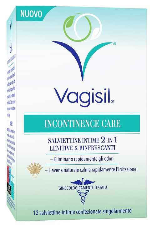 VAGISIL INCONTINENCE CARE SALVIETTINE INTIME 2IN1 LENITIVE & RINFRESCANTI 12 PEZZI - Luckyfarma.it