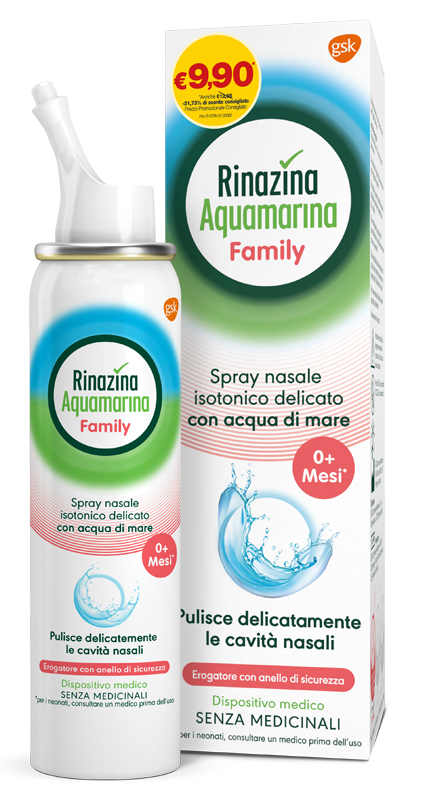 SPRAY NASALE ISOTONICO RINAZINA AQUAMARINA FAMILY PROMO 100 ML - Luckyfarma.it