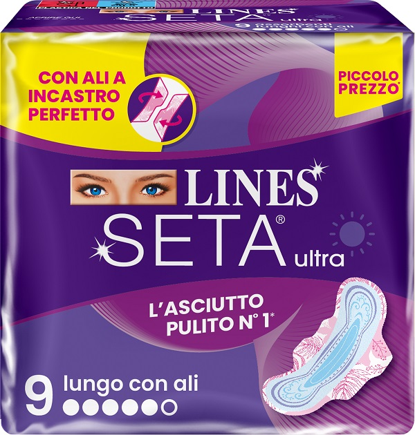 LINES SETA ULTRA ASSORBENTI LUNGO ALI DWCT 9 PEZZI - Luckyfarma.it