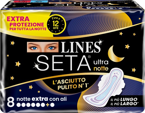 LINES SETA ULTRA ASSORBENTI NOTTE 8 PEZZI - Luckyfarma.it