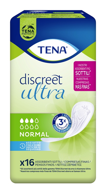 PANNOLONE SAGOMATO TENA DISCREET ULTRA NORMAL 16 PEZZI - Luckyfarma.it