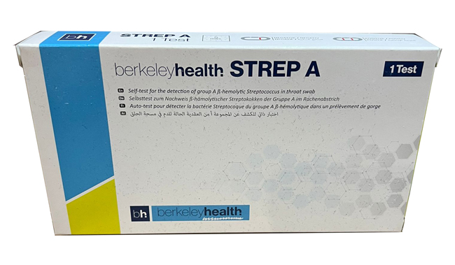 TEST ANTIGENICO RAPIDO BERKELEY HEALTH STREP A AUTODIAGNOSTICO DETERMINAZIONE QUALITATIVA ANTIGENE STREPTOCOCCO A IN TAMPONI FARINGEI - Luckyfarma.it
